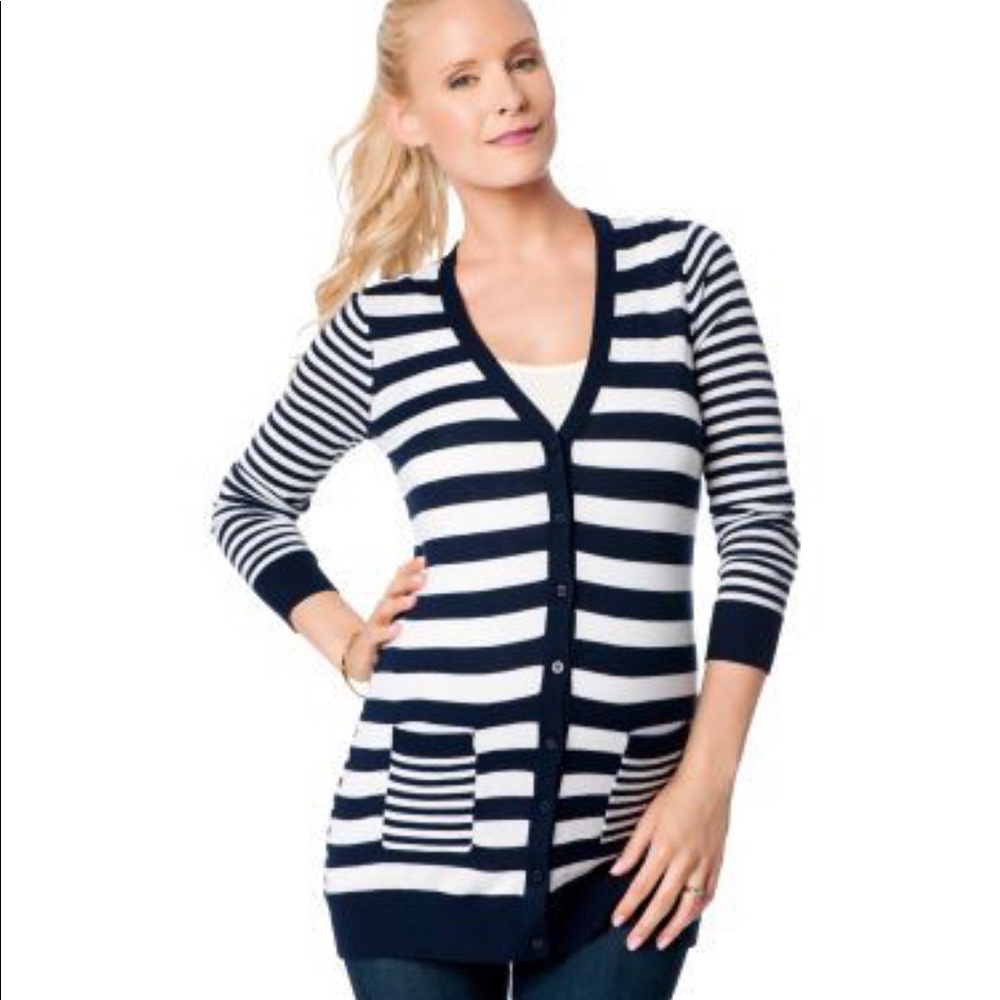 A Pea In the Pod knit striped cardigan sweater